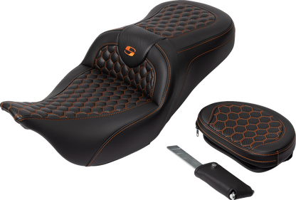 Saddlemen Roadsofa Orange Honeycomb Gel Seat & Backrest 2008-2025 Harley Touring