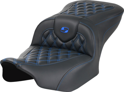 Saddlemen Roadsofa Carbon Fiber Blue Lattice Gel Seat 2023-2025 Harley Touring