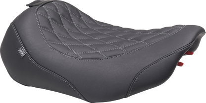 Mustang Wide Tripper Gray Diamond Solo Seat & Backrest 2023-2025 Harley Touring