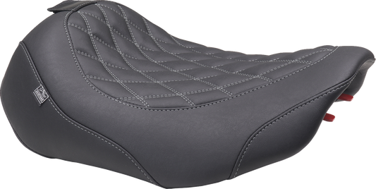 Mustang Wide Tripper Gray Diamond Solo Seat & Backrest 2023-2025 Harley Touring