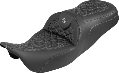 Saddlemen Roadsofa Gray Tri Gripper Gel Seat for 2008-2025 Harley Touring FLHX