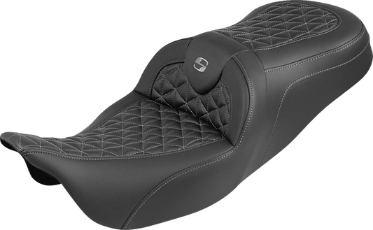 Saddlemen Roadsofa Gray Tri Gripper Gel Seat for 2008-2025 Harley Touring FLHX