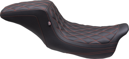 Mustang Squareback Red Diamond Stitch Seat fits 2008-2024 Harley Touring 75299AB