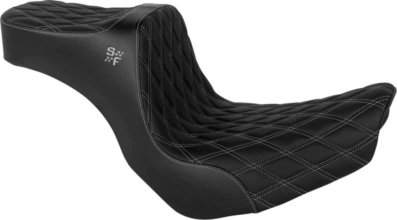 Slyfox Chariot Silver Diamond Seat fits 2018-2026 Harley Softail Low Rider FXLR