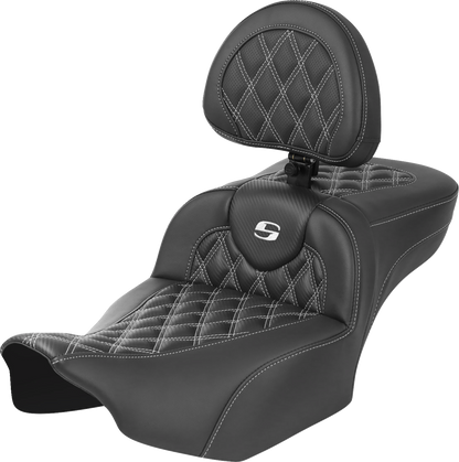 Saddlemen Roadsofa White Lattice Extended Seat w/ Backrest 23-25 Harley Touring
