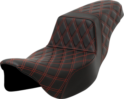 Saddlemen Step Up Extended Red Lattice Gelcore Seat for 2008-2024 Harley Touring
