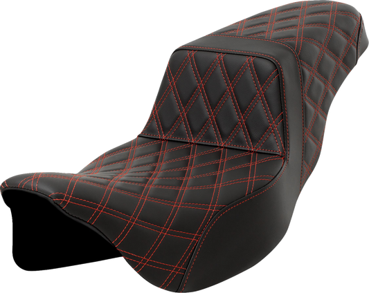 Saddlemen Step Up Extended Red Lattice Gelcore Seat for 2008-2024 Harley Touring