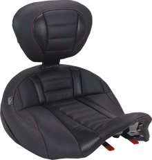 Mustang Deluxe Tour Red Stitch Solo Seat & Backrest fits 2023-26 Harley Touring