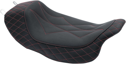 Mustang Revere Journey Red Diamond Solo Seat fits 2008-24 Harley Touring 75130AB