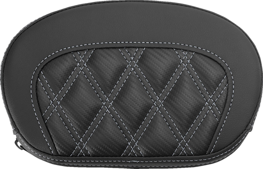 Saddlemen Mini Contour Silver Carbon Lattice Stitch Sissy Bar Pad for Harley