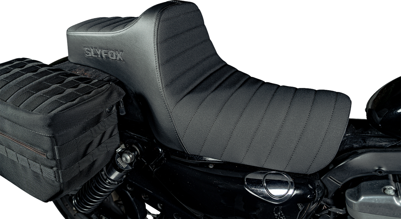 Slyfox Highnoon Black Classic Stitch 2 Up Seat for 2004-2022 Harley Sportster