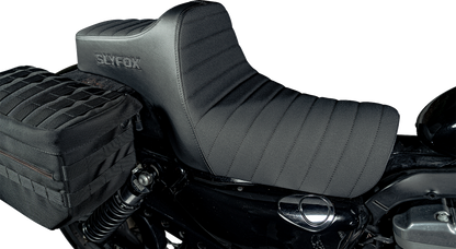 Slyfox Highnoon Black Classic Stitch 2 Up Seat for 2004-2022 Harley Sportster