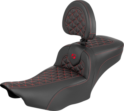 Saddlemen Roadsofa Red Tri Grip Extended Seat Backrest for 23-25 Harley Touring