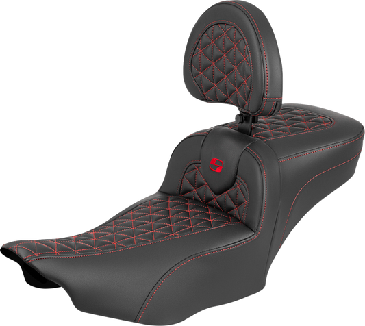 Saddlemen Roadsofa Red Tri Grip Extended Seat Backrest for 23-25 Harley Touring