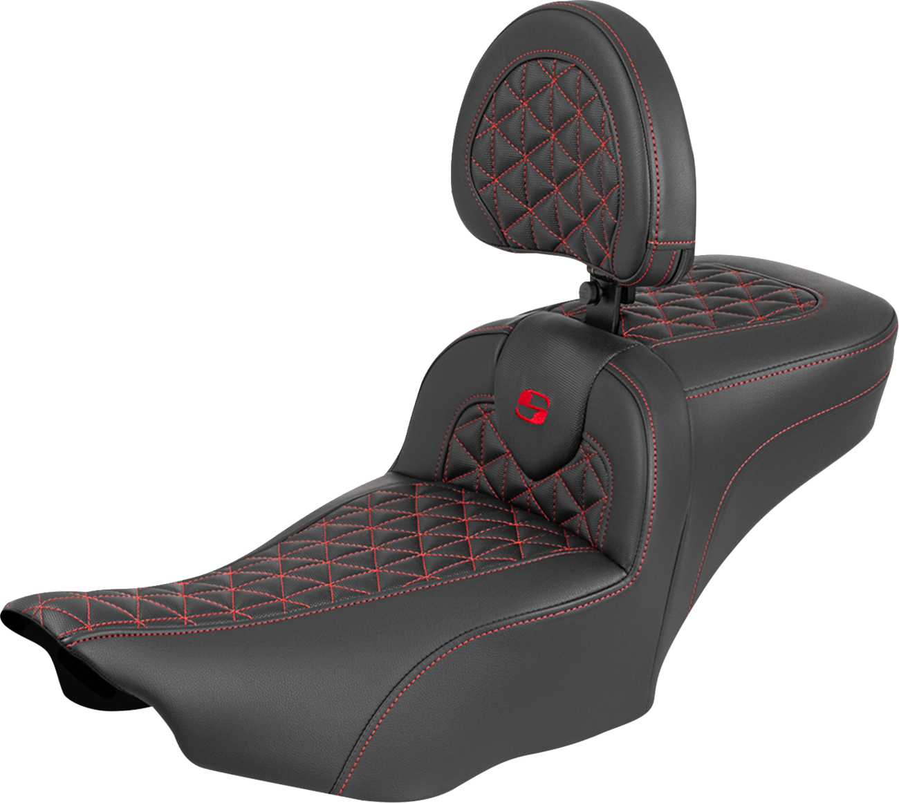 Saddlemen Roadsofa Red Tri Grip Extended Seat Backrest for 23-26 Harley Touring