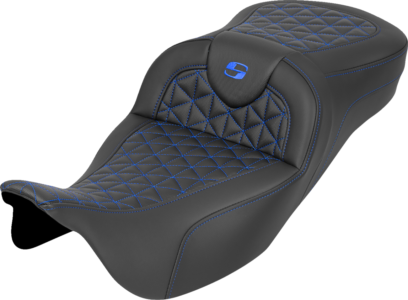 Saddlemen Roadsofa Blue Tri Gripper Extended Seat for 2008-2024 Harley Touring