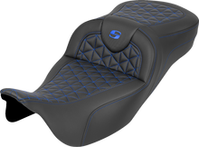 Saddlemen Roadsofa Blue Tri Gripper Extended Seat for 2008-2025 Harley Touring
