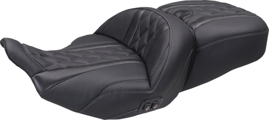 Mustang Super Tour Gray Diamond Heated Seat for 2023-26 Harley Street Road Glide