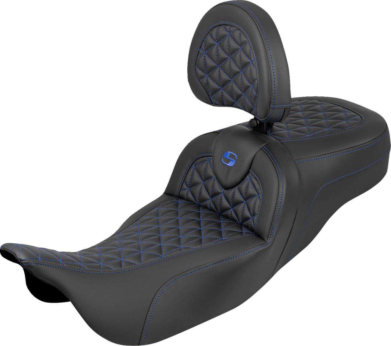 Saddlemen Roadsofa Blue Tri Grip Extended Seat Backrest 2008-2025 Harley Touring
