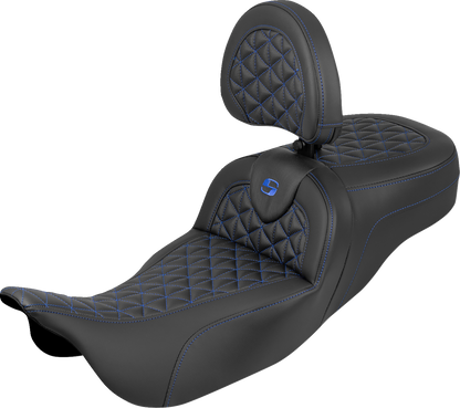 Saddlemen Roadsofa Blue Tri Grip Extended Seat Backrest 2008-2025 Harley Touring