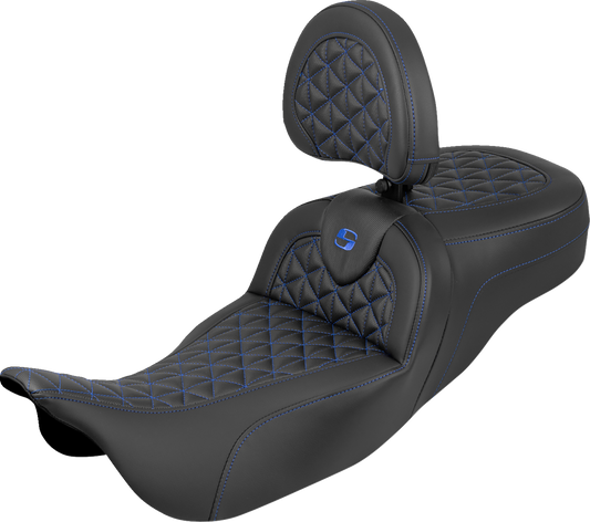 Saddlemen Roadsofa Blue Tri Grip Extended Seat Backrest 2008-2025 Harley Touring