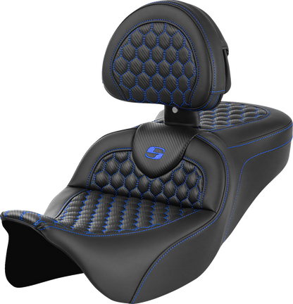 Saddlemen Roadsofa Blue Honeycomb Gel Seat & Backrest 2008-2025 Harley Touring