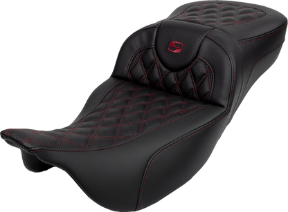 Saddlemen Roadsofa Burgandy Lattice Extended Gel Seat for 2008-24 Harley Touring