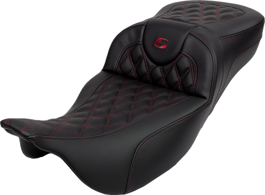 Saddlemen Roadsofa Burgandy Lattice Extended Gel Seat for 2008-24 Harley Touring