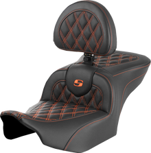 Saddlemen Roadsofa Orange Lattice Gel Seat w/ Backrest 2023-2026 Harley Touring