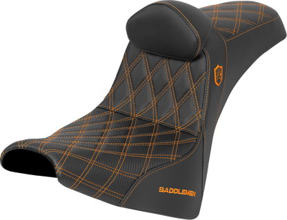 Saddlemen SDC Orange Lattice Seat & Backrest for 18-26 Harley Softail FXBB FXST