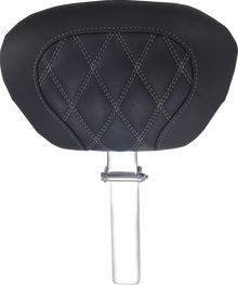 Mustang Super Tour Gray Diamond Stitch Driver Backrest fits 08-25 Harley Touring