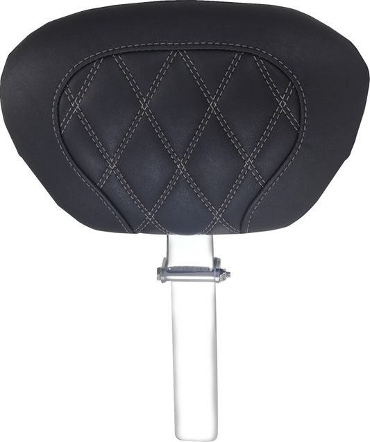 Mustang Super Tour Gray Diamond Stitch Driver Backrest fits 08-25 Harley Touring