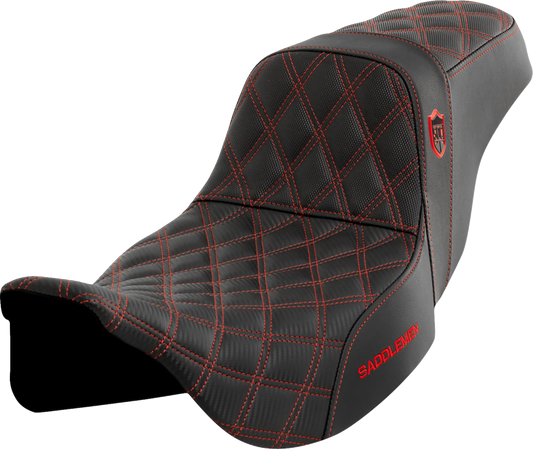 Saddlemen SDC Pro Series Red Lattice Gelcore Seat fits 2008-2024 Harley Touring