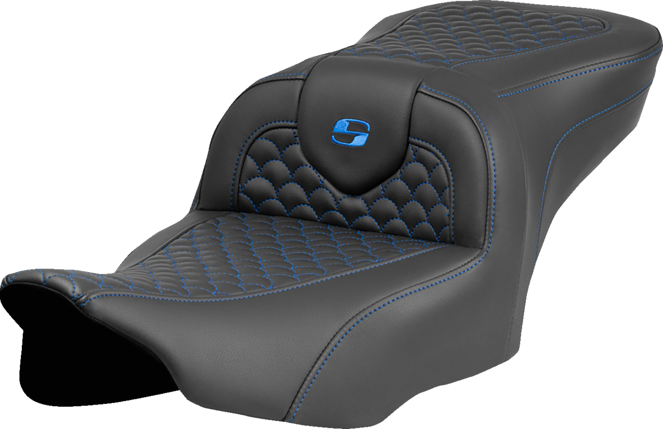 Saddlemen Roadsofa Blue Dragon Scale Stitch Seat fits 2023-2025 Harley Touring