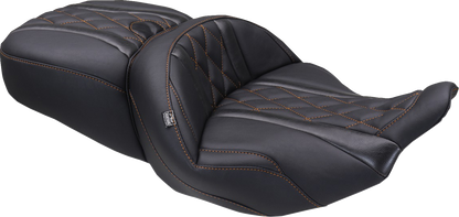 Mustang Deluxe Tour Orange Diamond Stitch Seat for 2023-2026 Harley Touring FLHX