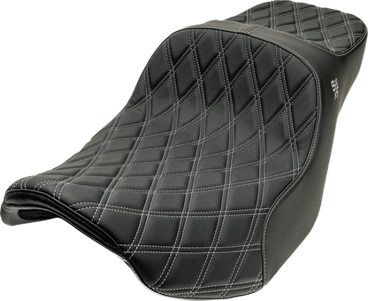 Slyfox Chariot Silver Diamond Stitch Seat fits 2009-2025 Harley Touring FLH FLT