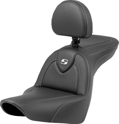 Saddlemen Roadsofa Carbon Fiber Seat w Backrest fits 2018-2026 Harley Low Rider