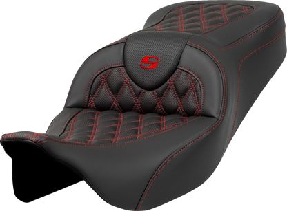 Saddlemen Roadsofa Red Lattice Stitch Gelcore Seat fits 2008-2024 Harley Touring