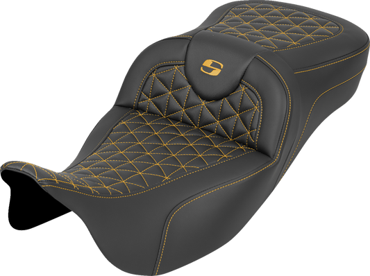 Saddlemen Roadsofa Gold Tri Gripper Extended Seat for 2008-2025 Harley Touring