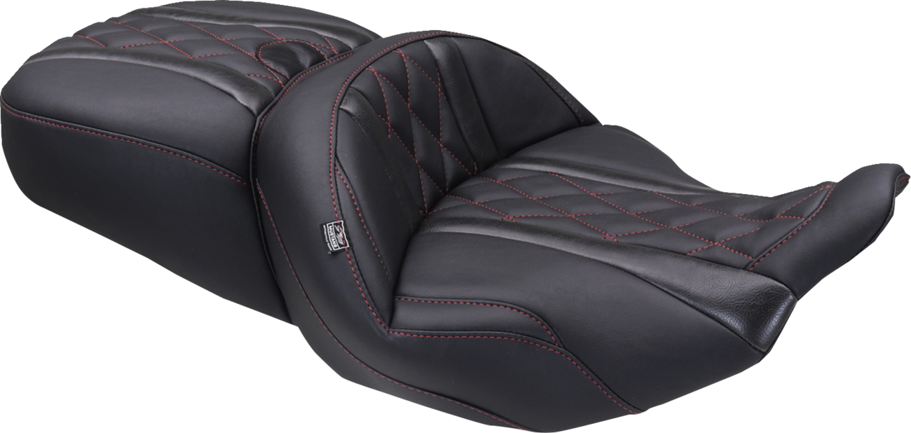 Mustang Deluxe Tour Red Diamond Stitch Seat fits 2023-2025 Harley Touring FLHX