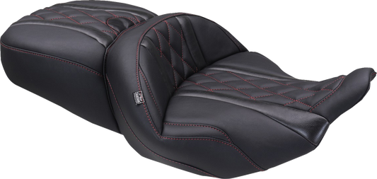 Mustang Deluxe Tour Red Diamond Stitch Seat fits 2023-2025 Harley Touring FLHX