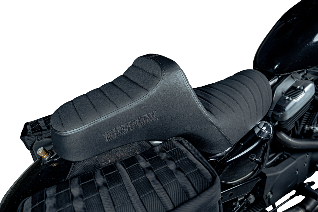 Slyfox Highnoon Black Classic Stitch 2 Up Seat for 2004-2022 Harley Sportster