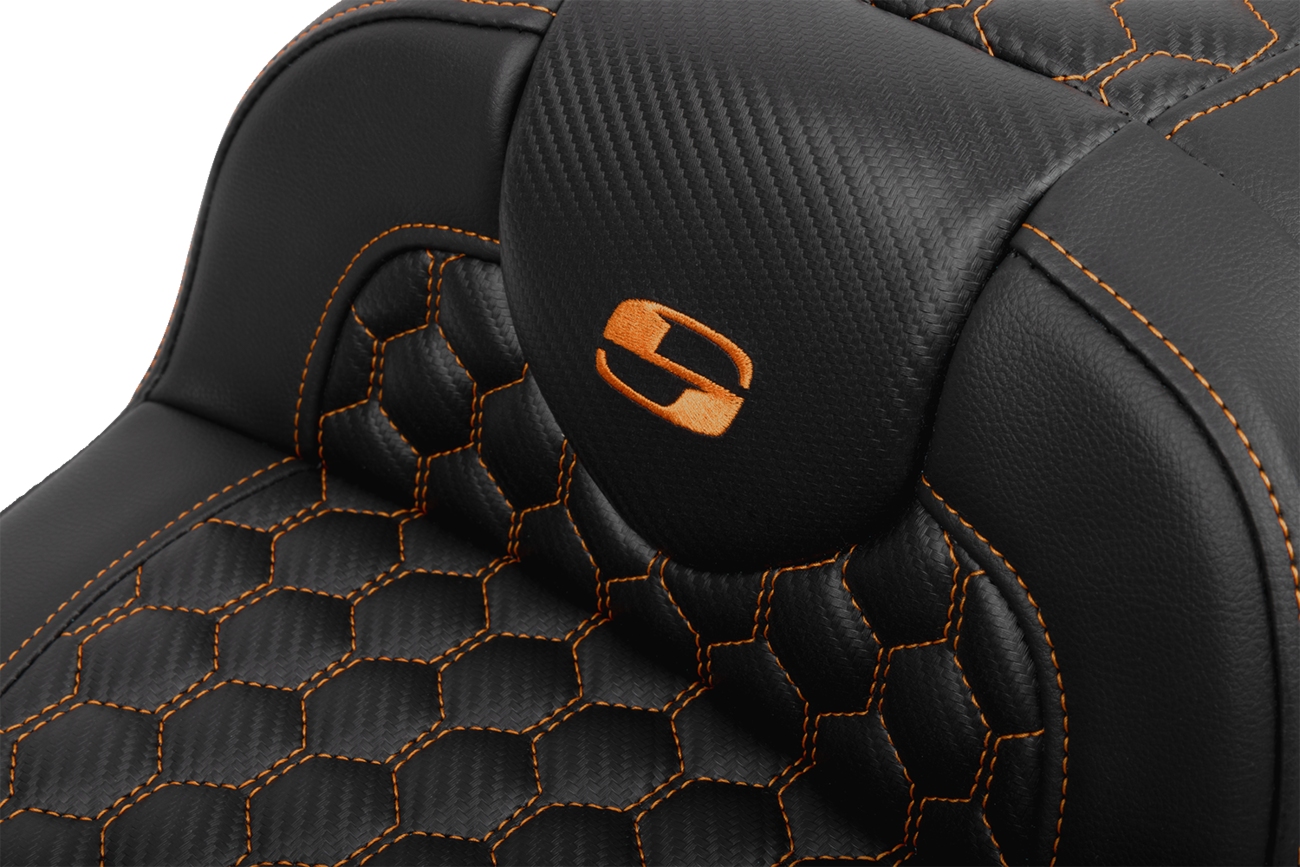 Saddlemen Roadsofa Orange Honeycomb Extended Seat Backrest 23-25 Harley Touring