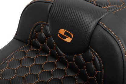 Saddlemen Roadsofa Orange Honeycomb Extended Seat Backrest 23-25 Harley Touring
