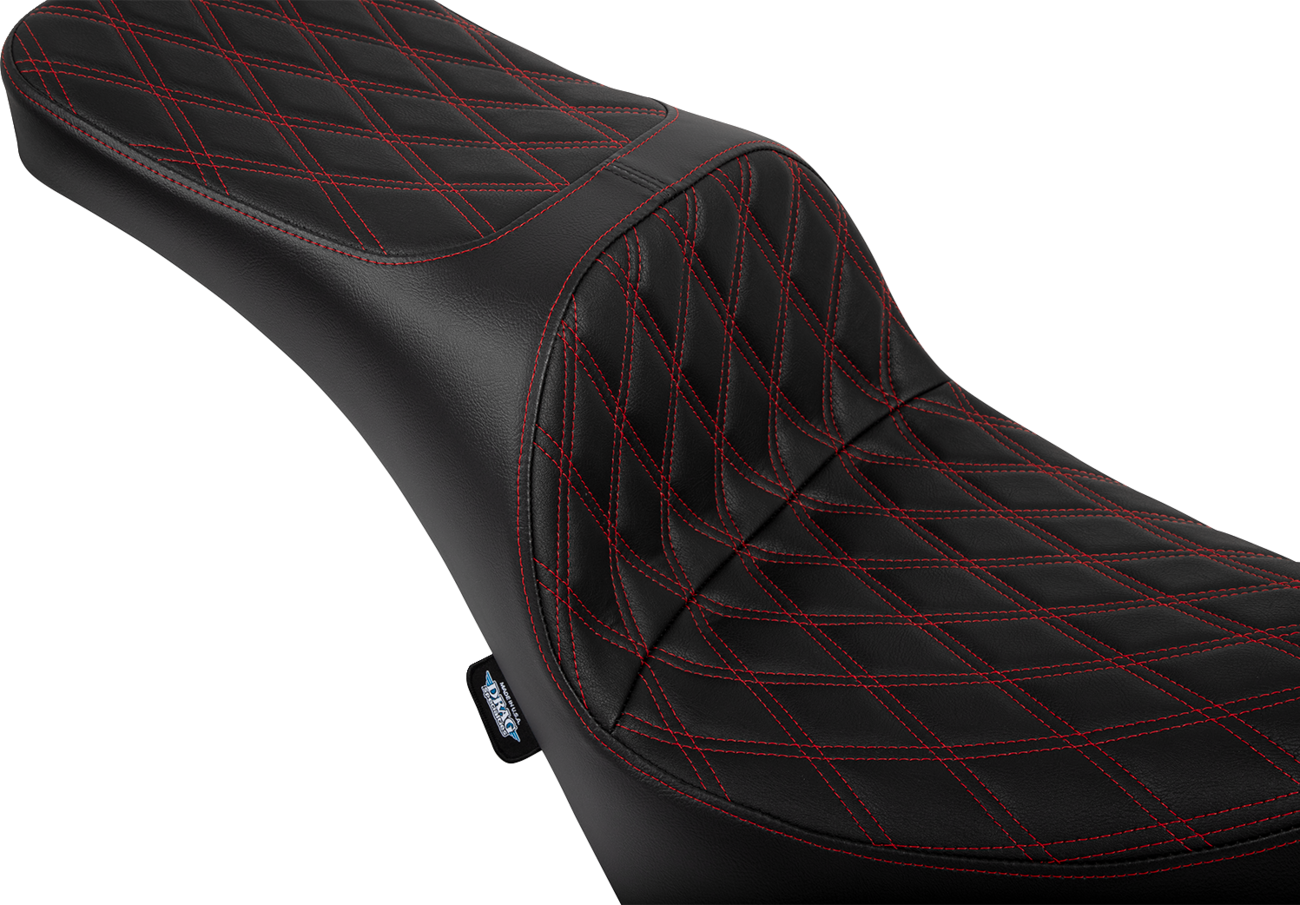 Drag Specialties Freedom Red Diamond Stitch Seat for 2018-2025 Harley Softail M8