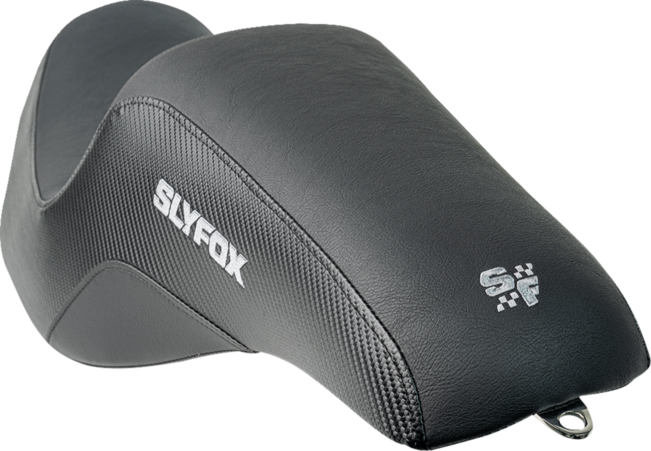 Slyfox Black Drifter Seat  w/ Gray Logo fits 2023-2025 Harley Touring Road Glide