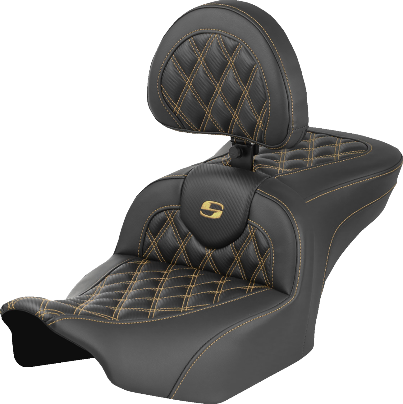 Saddlemen Roadsofa Gold Carbon Lattice Seat & Backrest for 23-26 Harley Touring