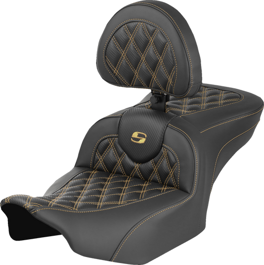 Saddlemen Roadsofa Gold Carbon Lattice Seat & Backrest for 23-26 Harley Touring