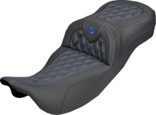 Saddlemen Roadsofa Blue Lattice Carbon Extended Seat for 2008-25 Harley Touring