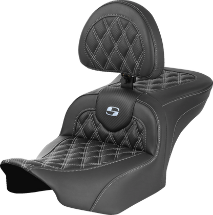 Saddlemen Roadsofa Silver Carbon Lattice Seat & Backrest 2023-26 Harley Touring